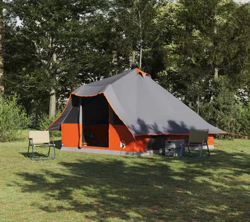 vidaXL Tipi šator 8-osobni Siva i narančasta taft - Venlo