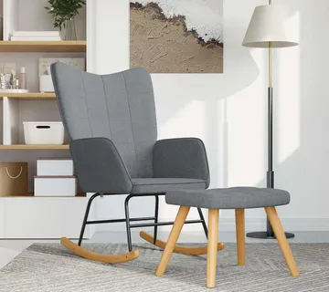 vidaXL Stolica za ljuljanje s osloncem za noge svjetlosiva od tkanine - Venlo