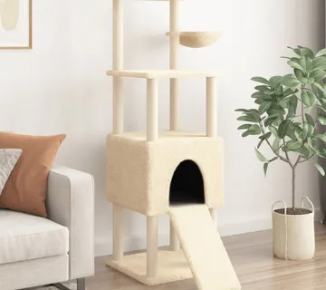 vidaXL Penjalica za mačke sa stupovima za grebanje krem 153 cm - Venlo