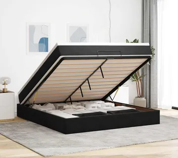 vidaXL Otomanski krevet s madracem crni 180x200 cm baršunasti - Venlo