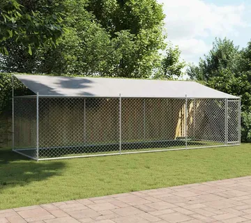vidaXL Kavez za pse s krovom i vratima sivi 6x2x2 m pocinčani čelik - Venlo