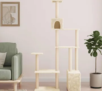 vidaXL Mačje drvo s sisalnim postoljima za grebanje Krem 177,5 cm - Venlo