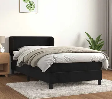 vidaXL Box spring krevet s madracem crni 100x200 cm baršunasti - Venlo