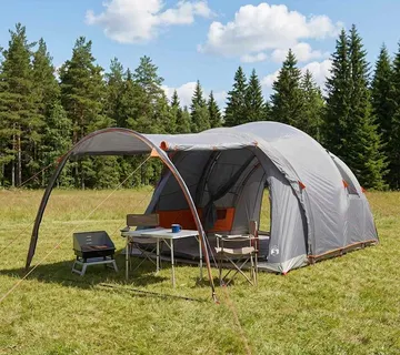 vidaXL Tunelski šator 370 x 275 x 210 cm Siva i narančasta - Venlo