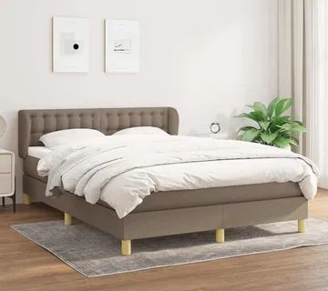 vidaXL Krevet s oprugama i madracem smeđesivi 140 x 190 cm od tkanine - Venlo