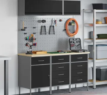 vidaXL Set radnih ormarića s ladicama s pohranom 8 kom. Crna - Venlo