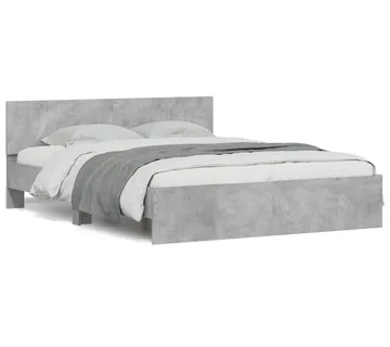 vidaXL Okvir za krevet s uzglavljem i LED siva boja betona 150x200 cm - Venlo
