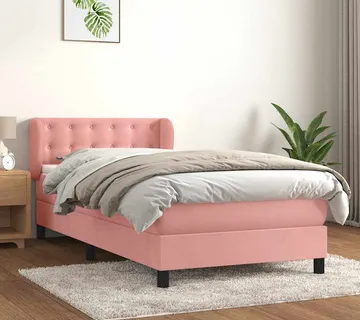 vidaXL Box spring krevet s madracem ružičasti 90x190 cm baršunasti - Venlo