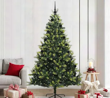 vidaXL Umjetno savitljivo božićno drvce s 300 LED dioda Zelena 210 cm - Venlo