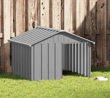 vidaXL Kućica za pse sivi 116,5x103x81,5 cm pocinčani čelik - Venlo