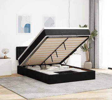 vidaXL Otomanski krevet s madracem&LED crni 140x190 cm baršunasti - Venlo