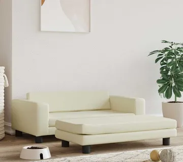vidaXL Krevet za pse s produžetkom krem 100 x 50 x 30 cm umjetna koža - Venlo