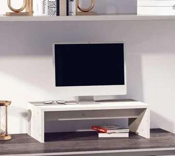 vidaXL Stalak za monitor bijeli 50 x 27 x 15 cm od masivne borovine - Venlo