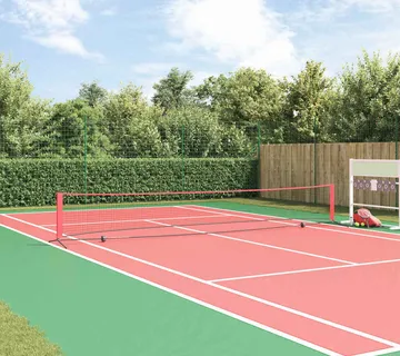 vidaXL Teniska mreža Crna i crvena 595 x 90,5 x 87 cm Poliester - Venlo