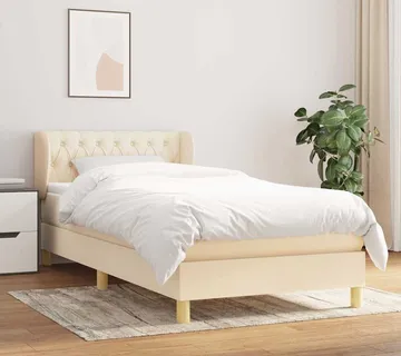 vidaXL Krevet s oprugama i madracem krem 100 x 200 cm od tkanine - Venlo