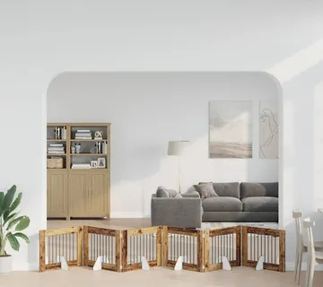 vidaXL Preklopna vrata za pse s postoljem 6 kom. Staro drvo 482 cm - Venlo