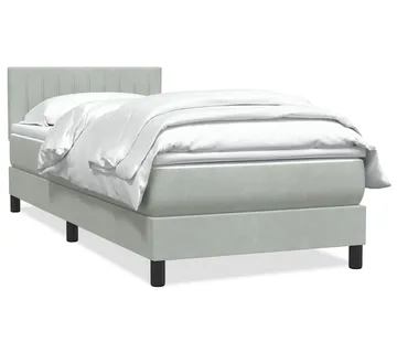 vidaXL Box Spring krevet s madracem svijetlo sivi 90x220 cm baršun - Venlo