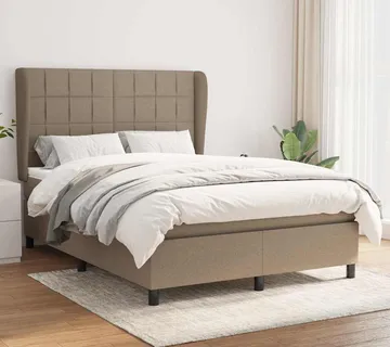 vidaXL Krevet s oprugama i madracem smeđesivi 140 x 190 cm od tkanine - Venlo