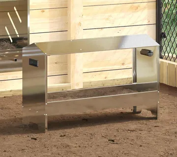 vidaXL Hranilica za kokoške Srebrno 81 x 32 x 53,5 cm Cinkani čelik - Venlo