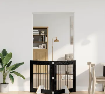 vidaXL Preklopna vrata za pse s postoljem 2 kom. Crni hrast 160,5 cm - Venlo