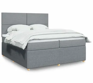 vidaXL Krevet s oprugama i madracem svjetlosivi 200 x 200cm od tkanine - Venlo