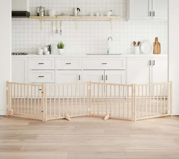 vidaXL Vrata za pse s vratima sklopiva 4 panela 320cm masivna jelovina - Venlo