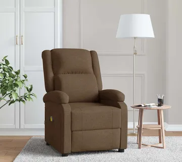 vidaXL Masažna fotelja od tkanine smeđa - Venlo