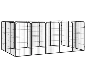 vidaXL Ograda za pse s 16 panela crna 50 x 100 cm čelik obložen prahom - Venlo