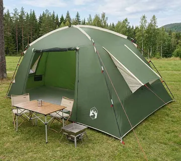 vidaXL Kabinski šator s krovom Zelena 400 x 210 x 180 cm Poliester - Venlo