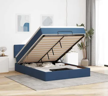 vidaXL Otomanski krevet s madracem i LED plavi 140x190 cm tkanine - Venlo