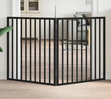 vidaXL Sklopiva vrata za pse, 2 panela, crna, 160 cm, drvo topole - Venlo