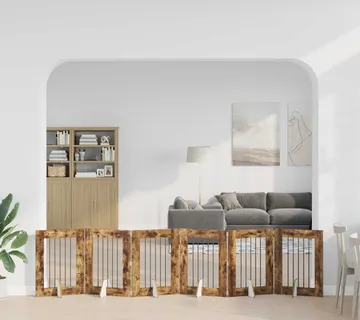 vidaXL Preklopna vrata za pse s postoljem 6 kom. Dimljeni hrast 362 cm - Venlo