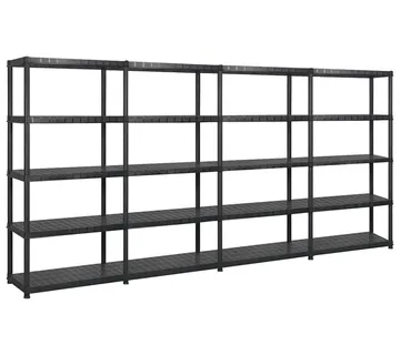 vidaXL Police za pohranu s 5 razina crne 340 x 40 x 185 cm plastične - Venlo