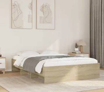 vidaXL Okvir za krevet boja hrasta 135x190 cm od konstruiranog drva - Venlo