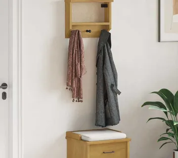 vidaXL Zidna vješalica za kapute SANDNES 45x12x35 cm puno drvo bor - Venlo
