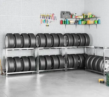 vidaXL Stalci za gume s 2 razine 4 kom srebrni 110x40x110 cm čelični - Venlo