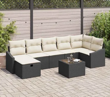 vidaXL Set sofe 8 kom. Crna poliratan - Venlo