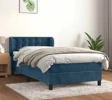 vidaXL Box spring krevet s madracem tamnoplavi 80 x 200 cm baršunasti - Venlo