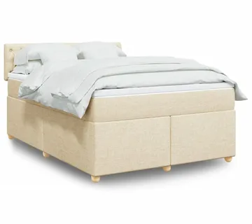 vidaXL Krevet s oprugama i madracem krem 160x200 cm od tkanine - Venlo