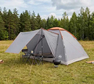 vidaXL Kamping šator 6-osobni Siva i narančasta Poliester i čelik - Venlo