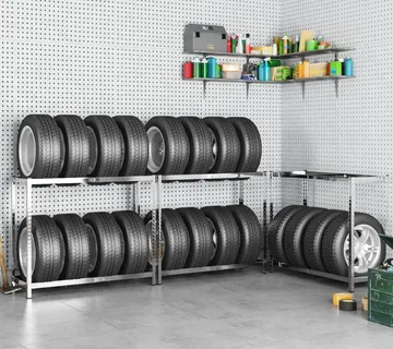 vidaXL Stalci za gume s 2 razine 3 kom srebrni 110x40x110 cm čelični - Venlo