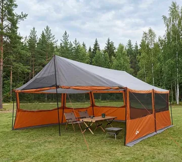 vidaXL Obiteljski šator s krovom Siva i narančasta 600 x 400 x 268 cm - Venlo