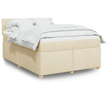 vidaXL Krevet s oprugama i madracem krem 160x200 cm od tkanine - Venlo