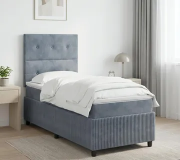 vidaXL Boxspring krevet s madracem Tamnosiva 90 x 190 cm Baršun - Venlo