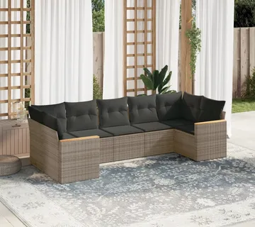vidaXL 7-dijelni set vrtnih sofa sivi od poliratana - Venlo