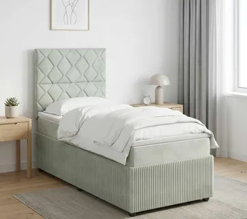 vidaXL Boxspring krevet s madracem Svjetlosiva 90 x 190 cm Baršun - Venlo