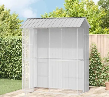 vidaXL Kavez za ptice s pohranom Siva 215 x 110 x 247 cm Cinkani čelik - Venlo