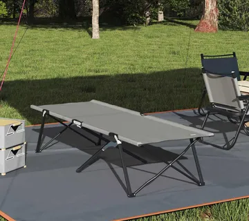 vidaXL Sklopivi kamperski krevet Siva 206 x 76 x 74 cm Oxford i čelik - Venlo