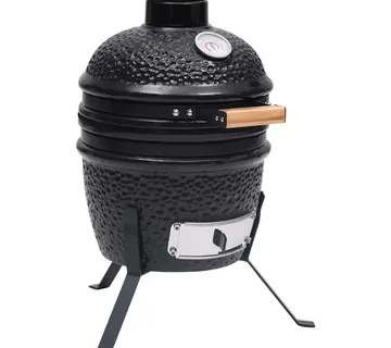 vidaXL 2-u-1 roštilj s pušnicom Kamado keramički 56 cm crni - Venlo