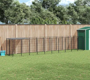 vidaXL Kavez za pse crni 6,05 m² čelični - Venlo